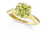 Yellow gold Fancy Yellow Round  Cut Solitaire Engagement Ring with Tapered Band and Four-Prong Setting 2