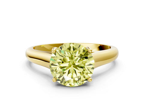 Yellow gold Fancy Yellow Round Cut Solitaire Engagement Ring with Tapered Band and Four-Prong Setting_3