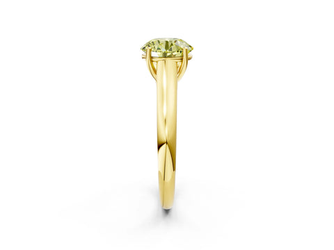 Yellow gold Fancy Yellow Round Cut Solitaire Engagement Ring with Tapered Band and Four-Prong Setting_5