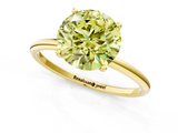 Yellow gold Fancy Yellow Round  Cut Solitaire Engagement Ring with Thin Band and Four-Prong Setting_4
