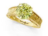 Yellow gold Fancy Yellow Round  Cut Solitaire Engraved Band with Four-Prong Setting_1