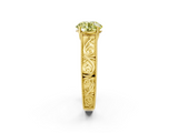 Yellow gold Fancy Yellow Round  Cut Solitaire Engraved Band with Four-Prong Setting_2