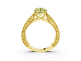 Yellow gold Fancy Yellow Round  Cut Solitaire Engraved Band with Four-Prong Setting_3