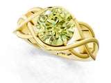 Yellow gold Fancy Yellow Round Cut Solitaire Intertwined Band Prong Setting Ring_1