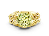 Yellow gold Fancy Yellow Round Cut Solitaire Leaf-Inspired Engagement Ring with Prong Setting_12