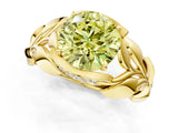 Yellow gold Fancy Yellow Round Cut Solitaire Leaf-Inspired Engagement Ring with Prong Setting_13