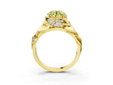 Yellow gold Fancy Yellow Round Cut Solitaire Leaf-Inspired Engagement Ring with Prong Setting_15