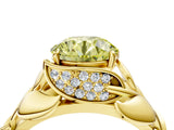 Yellow gold Fancy Yellow Round Cut Solitaire Leaf-Inspired Engagement Ring with Prong Setting_16