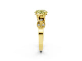 Yellow gold Fancy Yellow Round Cut Solitaire Milgrain Leaf Band with Prong Setting_2