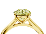 Yellow gold Fancy Yellow Round  Cut Solitaire Ring with Cathedral Band and Four-Prong Setting_4
