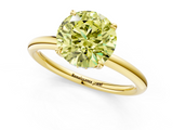 Yellow gold Fancy Yellow Round  Cut Solitaire Ring with Thin Band and Four-Prong Setting_1