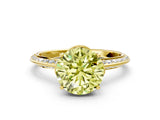 Yellow gold Fancy Yellow Round Cut Solitaire Split Shank Pave Diamond Engagement Ring with Four-Prong Setting