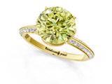 Yellow gold Fancy Yellow Round Cut Solitaire Split Shank Pave Diamond Engagement Ring with Four-Prong Setting_1