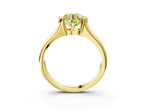 Yellow gold Fancy Yellow Round Cut Solitaire Tension Set Diamond Ring with Split Shank Band_3