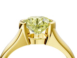 Yellow gold Fancy Yellow Round Cut Solitaire Tension Set Diamond Ring with Split Shank Band_4