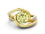 Yellow gold Fancy Yellow Round Cut Solitaire Tension-Set Diamond Split Shank Ring