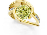 Yellow gold Fancy Yellow Round Cut Solitaire Tension-Set Diamond Split Shank Ring_1