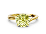 Yellow gold Fancy Yellow Round  Cut Solitaire Twist Band Ring with Four-Prong Setting