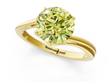 Yellow gold Fancy Yellow Round  Cut Solitaire Twist Band Ring with Four-Prong Setting_1