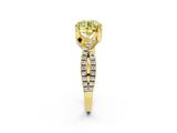 Yellow gold Fancy Yellow Round Cut Solitaire Twist Pave Diamond Engagement Ring with Prong Setting_2