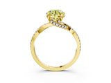 Yellow gold Fancy Yellow Round Cut Solitaire Twist Pave Diamond Engagement Ring with Prong Setting_3