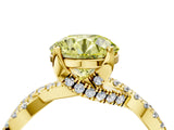 Yellow gold Fancy Yellow Round Cut Solitaire Twist Pave Diamond Engagement Ring with Prong Setting_4