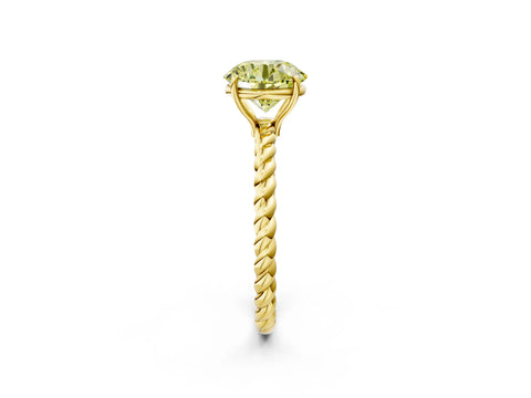 Yellow gold Fancy Yellow Round Cut Solitaire Twisted Band 4-Prong Ring_2