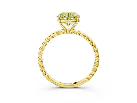 Yellow gold Fancy Yellow Round Cut Solitaire Twisted Band 4-Prong Ring_3