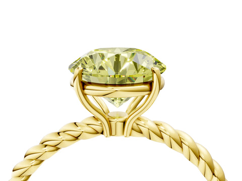 Yellow gold Fancy Yellow Round Cut Solitaire Twisted Band 4-Prong Ring_4