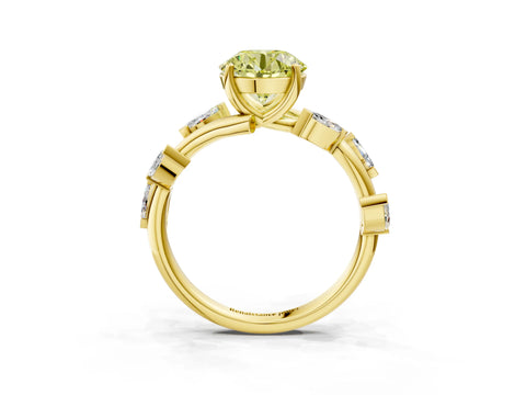 Yellow gold Fancy Yellow Round Cut Solitaire Twisted Band Marquise Accent Prong Setting Ring_15