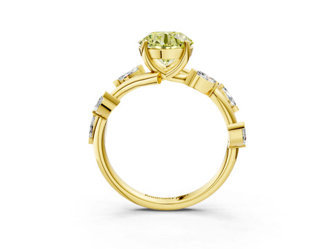 Yellow gold Fancy Yellow Round Cut Solitaire Twisted Band Marquise Accent Prong Setting Ring_3