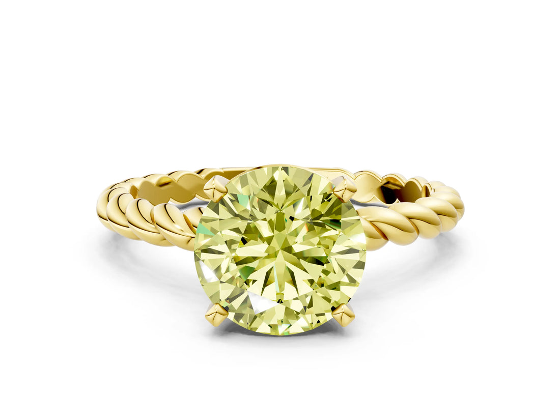 Yellow gold Fancy Yellow Round  Cut Solitaire Twisted Band with Four-Prong Setting_29