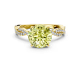 Yellow gold Fancy Yellow Round Cut Solitaire Twisted Pave Band with Four-Prong Setting_3