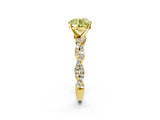 Yellow gold Fancy Yellow Round Cut Solitaire Twisted Pave Band with Four-Prong Setting_5