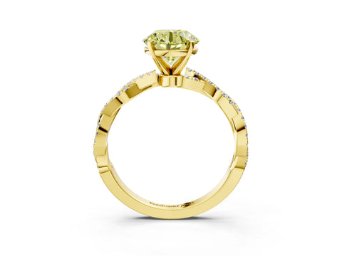 Yellow gold Fancy Yellow Round Cut Solitaire Twisted Pave Band with Four-Prong Setting_6