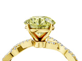 Yellow gold Fancy Yellow Round Cut Solitaire Twisted Pave Band with Four-Prong Setting_7