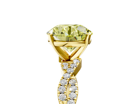 Yellow gold Fancy Yellow Round Cut Solitaire Twisted Pave Band with Four-Prong Setting_8