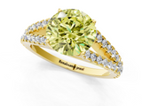 Yellow gold Fancy Yellow Round  Cut Split Shank Pave Diamond Engagement Ring with Four-Prong Setting_1