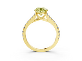 Yellow gold Fancy Yellow Round  Cut Split Shank Pave Diamond Engagement Ring with Four-Prong Setting_3