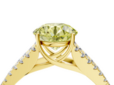 Yellow gold Fancy Yellow Round  Cut Split Shank Pave Diamond Engagement Ring with Four-Prong Setting_4