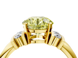 Yellow gold Fancy Yellow Round  Cut Three-Stone Channel Set Ring with Bar Prongs_4