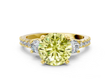 Yellow gold Fancy Yellow Round  Cut Three-Stone Diamond Pavé Band with Prong Setting