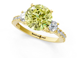 Yellow gold Fancy Yellow Round  Cut Three-Stone Diamond Pavé Band with Prong Setting_1