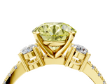Yellow gold Fancy Yellow Round  Cut Three-Stone Diamond Pavé Band with Prong Setting_4