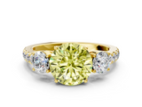 Yellow gold Fancy Yellow Round  Cut Three-Stone Diamond Pave Band with Prong Setting_17