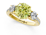 Yellow gold Fancy Yellow Round  Cut Three-Stone Diamond Pave Band with Prong Setting_18