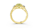 Yellow gold Fancy Yellow Round  Cut Three-Stone Diamond Pave Band with Prong Setting_20