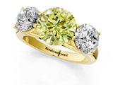 Yellow gold Fancy Yellow Round Cut Three-Stone Diamond Ring with Prong Setting on a Classic Band_13