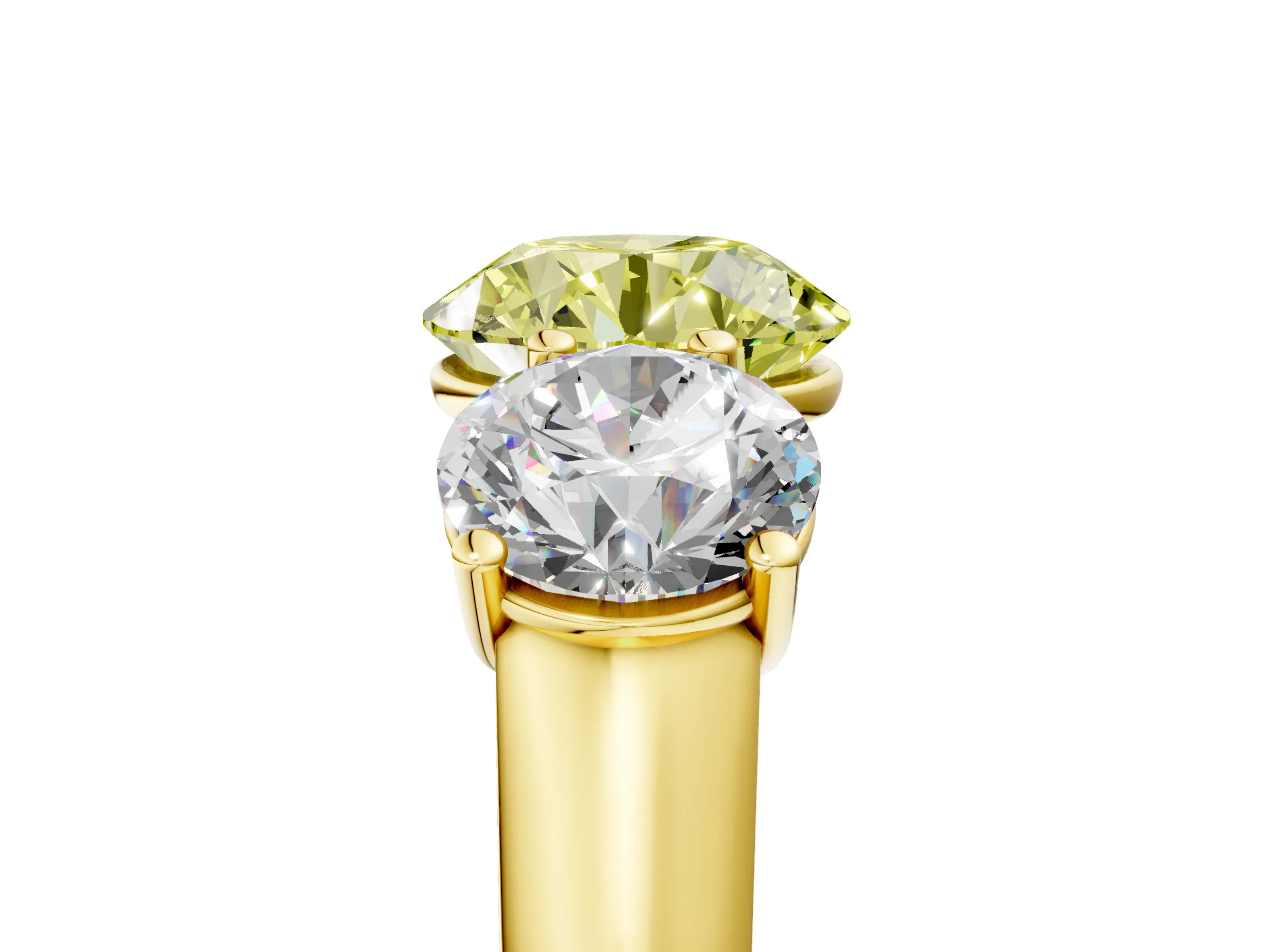 Yellow gold Fancy Yellow Round Cut Three-Stone Diamond Ring with Prong Setting on a Classic Band_5
