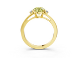 Yellow gold Fancy Yellow Round  Cut Three-Stone Solitaire Ring with Round Accent Diamonds and Four-Prong Setting_3